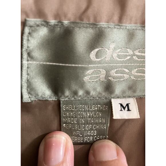 Design Assets Women’s Leather Bomber Jackets 80-90’s Floral Beige Sz M - Picture 10 of 12